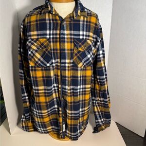 Denim & Flower Navy and Yellow Plaid Shirt